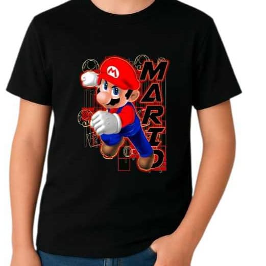 Blusa infantil personagem Super-Mario camisa 100%algodão