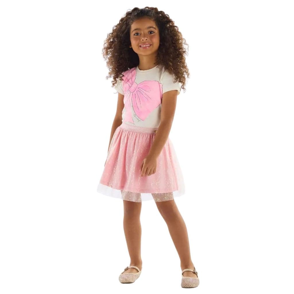 Conj. Blusa em Cotton e Saia c/ Tule - Quimby
