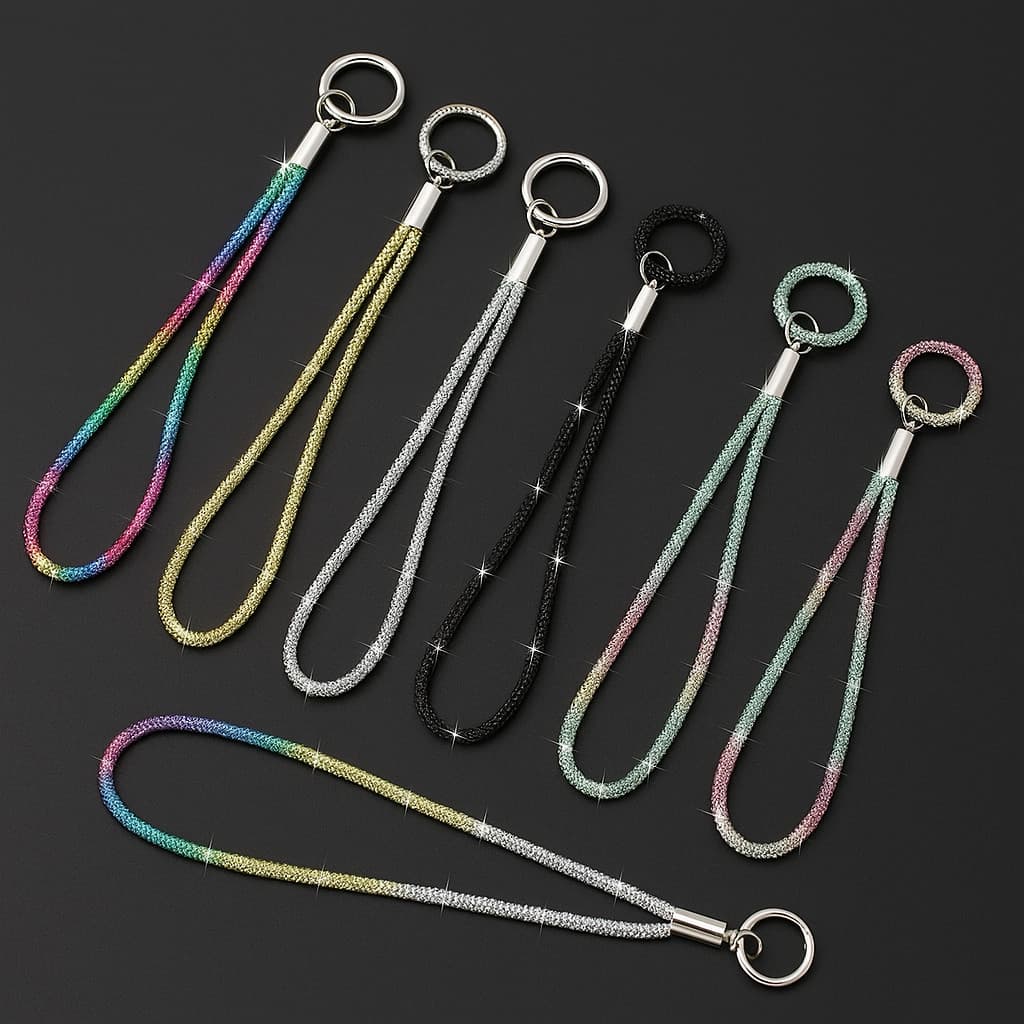 2 Pulseira Pulso Strass Corrente  Brilhosa  Para Celulares