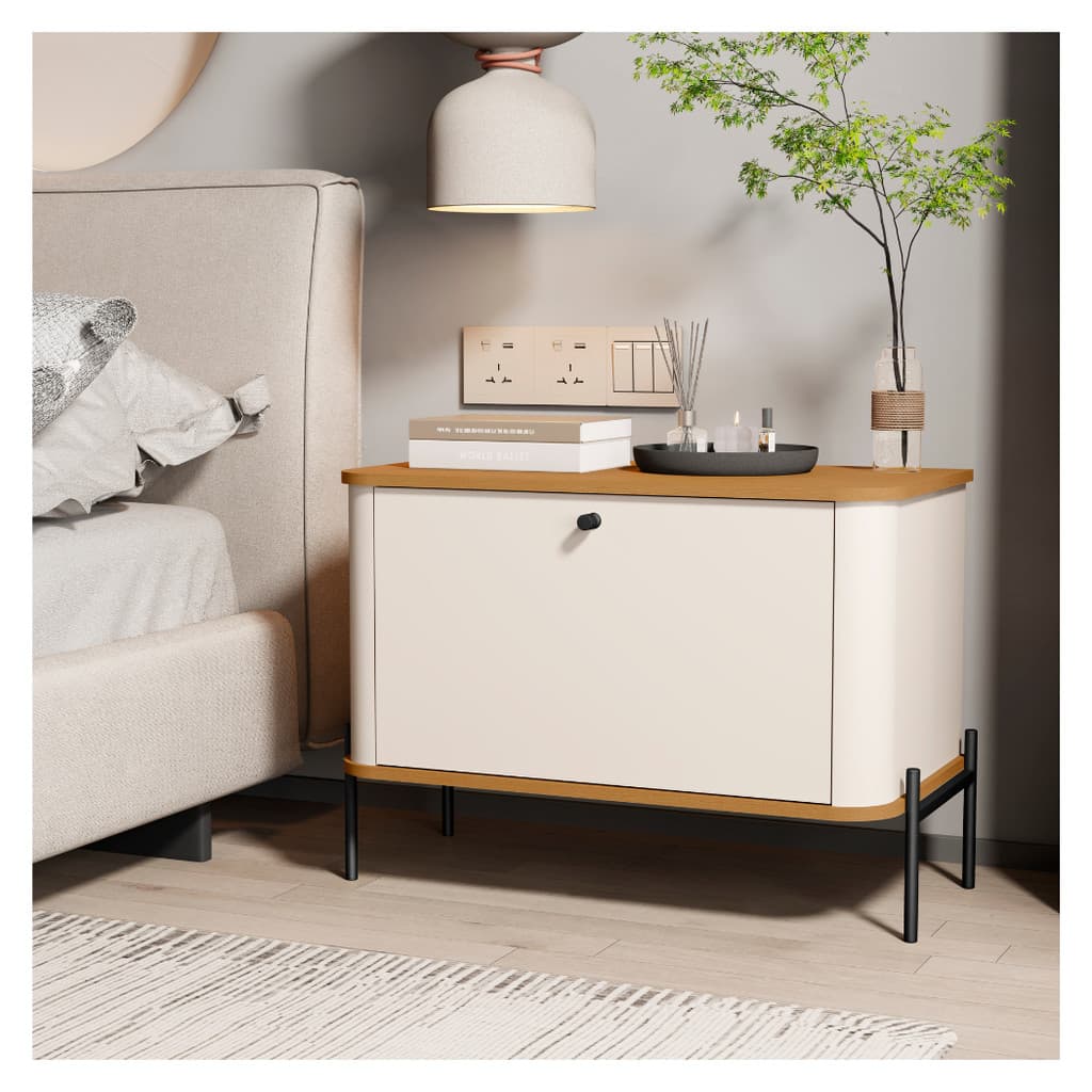 Mesa de Cabeceira com Gaveta Tucupí Off Nature Preto JB Bechara Quarto Moderno Design Sofisticado