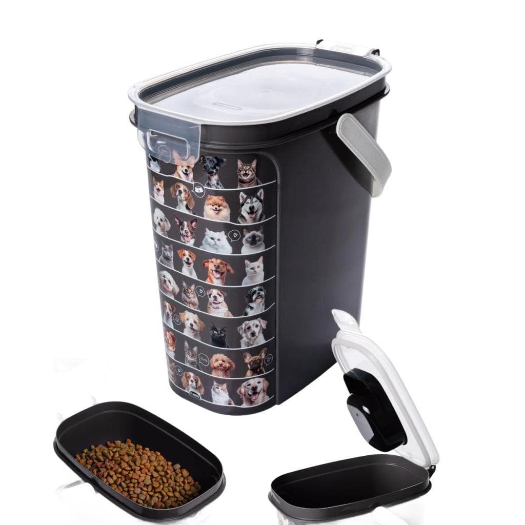 Porta Ração com Tampa Hermética e Colher Dosadora e Alça 8,5l