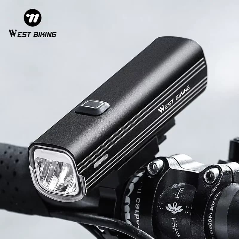 Lanterna Frontal para Bicicleta WEST BIKING 1000 Lumens, Bateria Recarregável USB de 4800mAh, À Prova d'Água, Acessórios