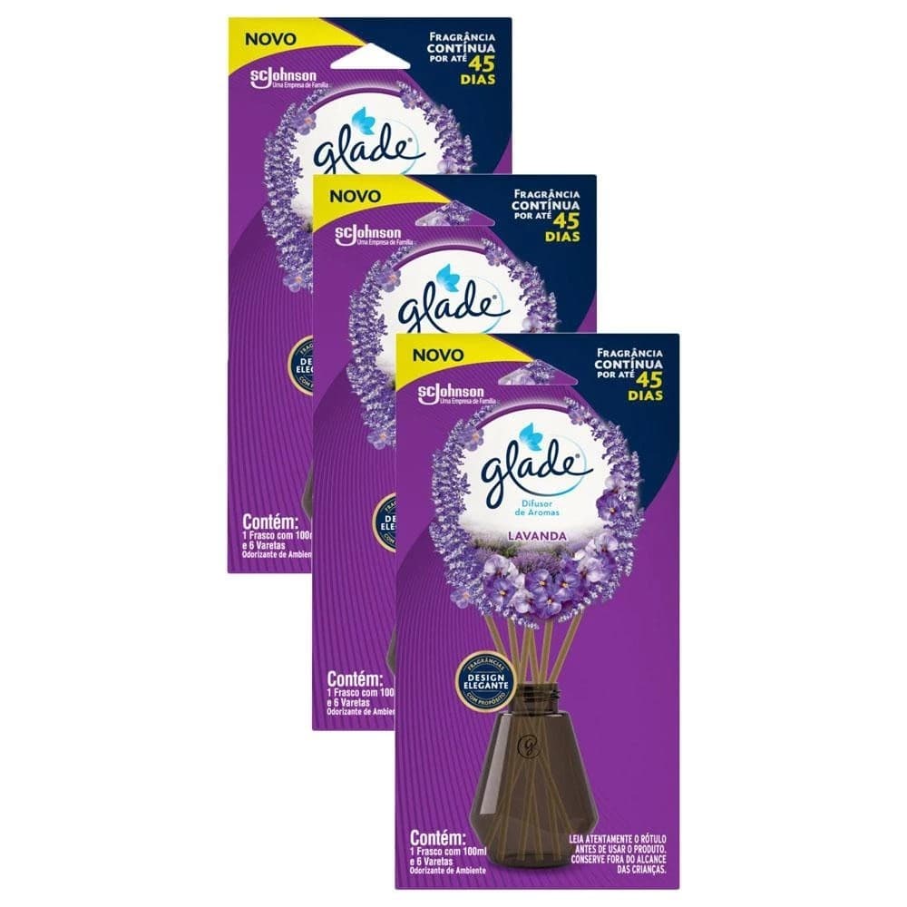Kit 3 Difusores de Ambiente Glade Lavanda 100 ml