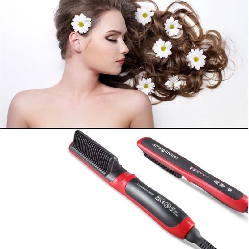 Escova Elétrica Alisador De Cabelo Barba Pente Modelador Cerâmica