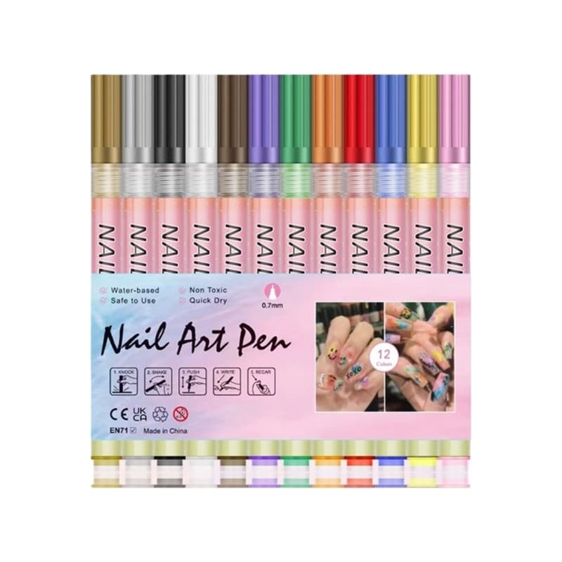 blg Canetas Para Arte Em Unhas , 12 Cores , Secagem Rápida , À Prova D'água , Marcadores Gel , Forro De Pintura , Salão