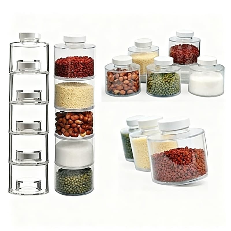 YU Transparente Spice Bottles Empilhável Espaço Eficiente Tempero Organizador De Cozinha