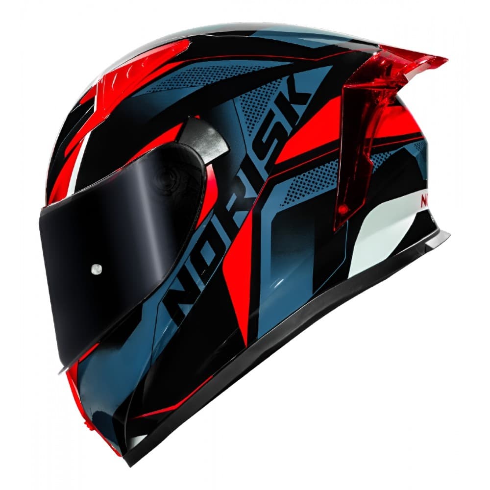 Capacete Moto Norisk Flow Razor Pulse Azul Preto Vermelho C/ Spoiler + Viseira Fumê Extra Lançamento