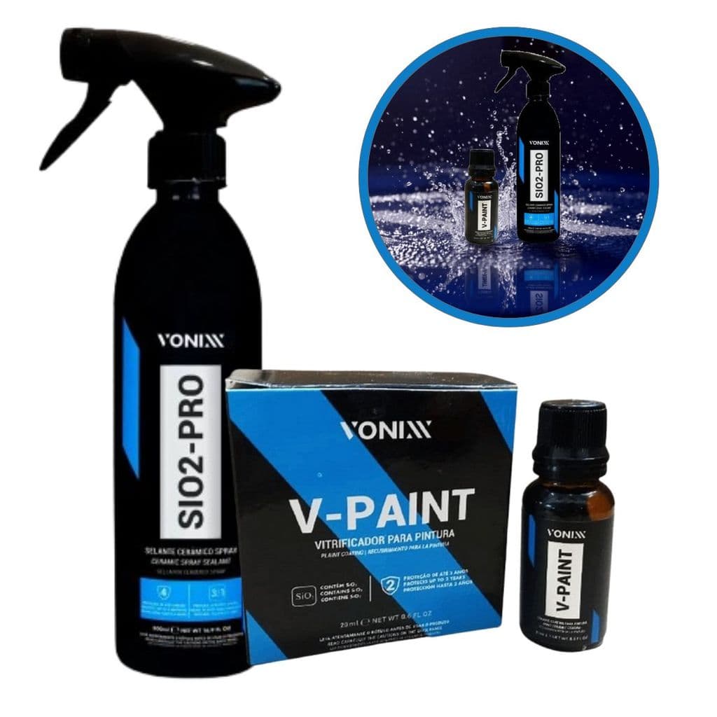 Kit Vitrificação de Pintura V-Paint + SIO2-PRO p/ Manuteção Vonixx