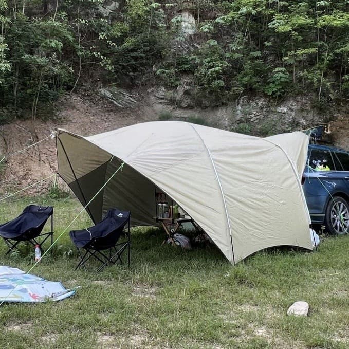 Barraca traseira exterior praia dossel acampamento toldo cáqui 410cm * 300cm * 200cm