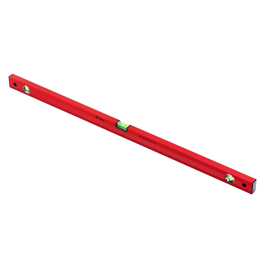 NIVEL DE ALUMINIO, COM REGUA, VERMELHO, 3 BOLHAS, 40POL., 1000MM, 1PC // MTX