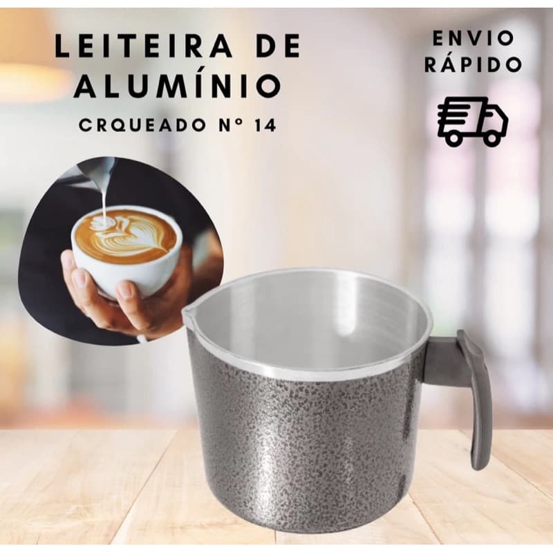 Canecão leiteira numero 14 em aluminio craqueado e cabo de baquelite - EXTRA CORDÃO