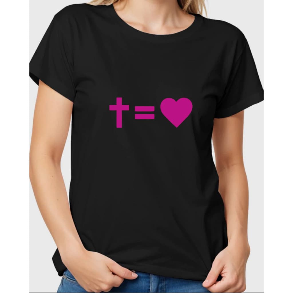 T-shirt Camiseta Premium CAMISETA FEMININA MASCULINA UNISSEX CRUZ = CORAÇÃO Envio Imediado Algodão