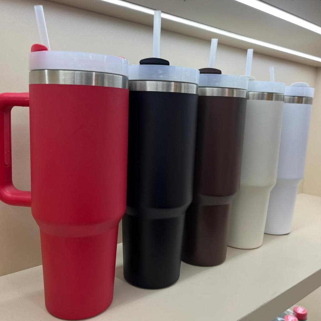 Copo Térmico Grande 1200ml com Alça Reforçada e Tampa Selada | Canudo Incluso | Parede Dupla Inox 1200ml