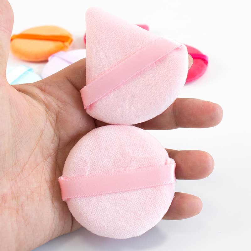 Triangular reunindo dupla face pó solto puff maquiagem almofada de ar denso pó fixação esponja Super macio cristal velud