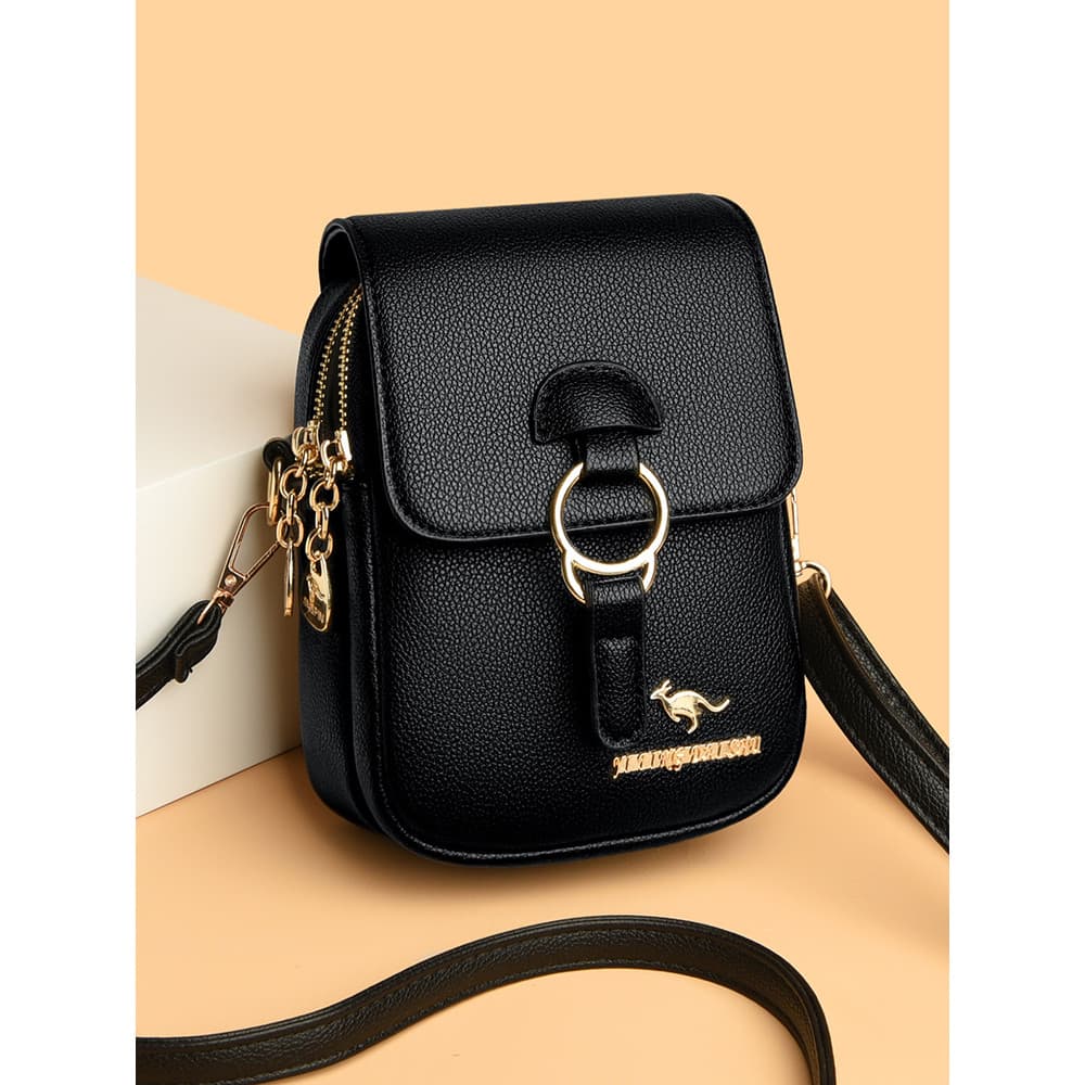 Couro genuíno Cross-body saco do telefone móvel feminino 2025 novo estilo elegante All-Match um ombro pequena bolsa de o