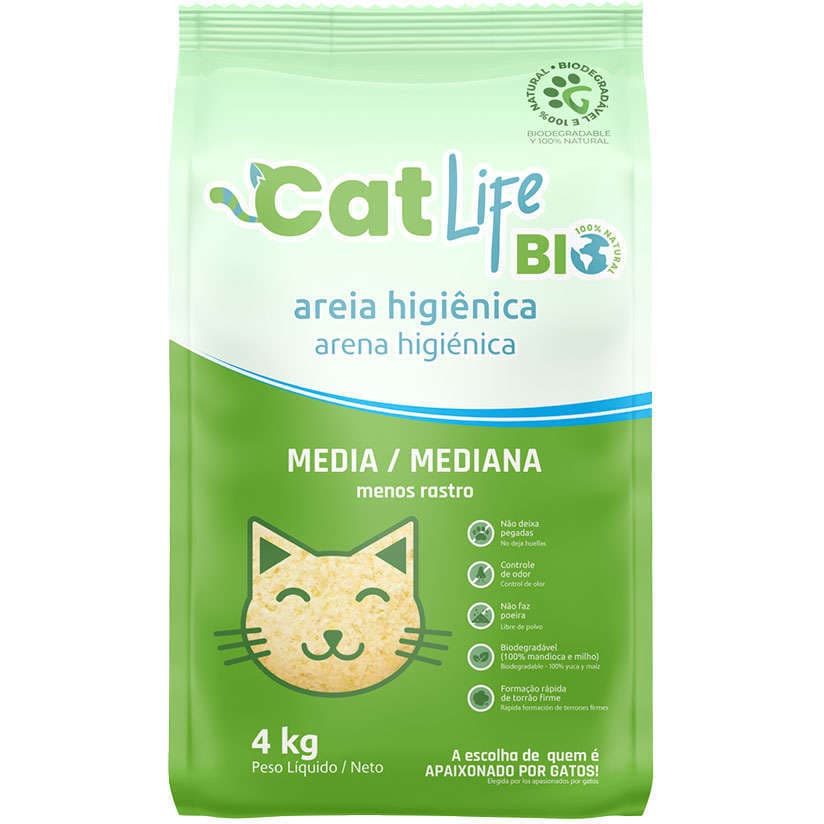 Areia Higiênica Cat Life Bio Média para Gatos 4 kG