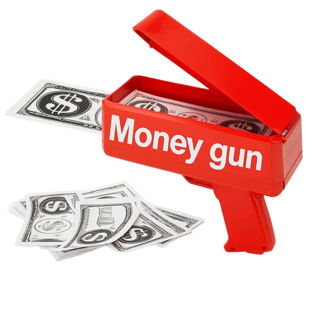 Lança Notas Dinheiro Brinquedo Lançador Money Gun Festa Aniversario Evento Comemoraçao 15 Anos Casamento Balada