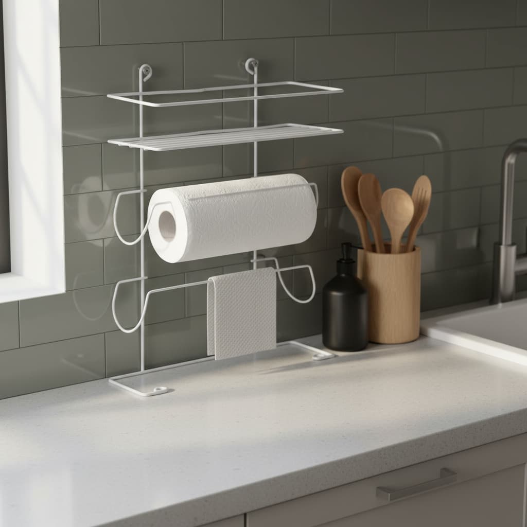 Suporte 4 Em 1 Papel Toalha Temperos Suporte Cozinha Parede
