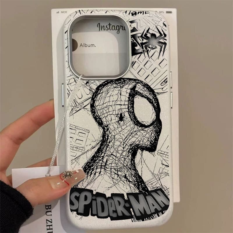 Capa Capinha iPhone 14 17 Ar 16 15 Plus 13 12 11 Pro Max Simples Marvel Couro Silicone Anti-Impacto Homem Aranha