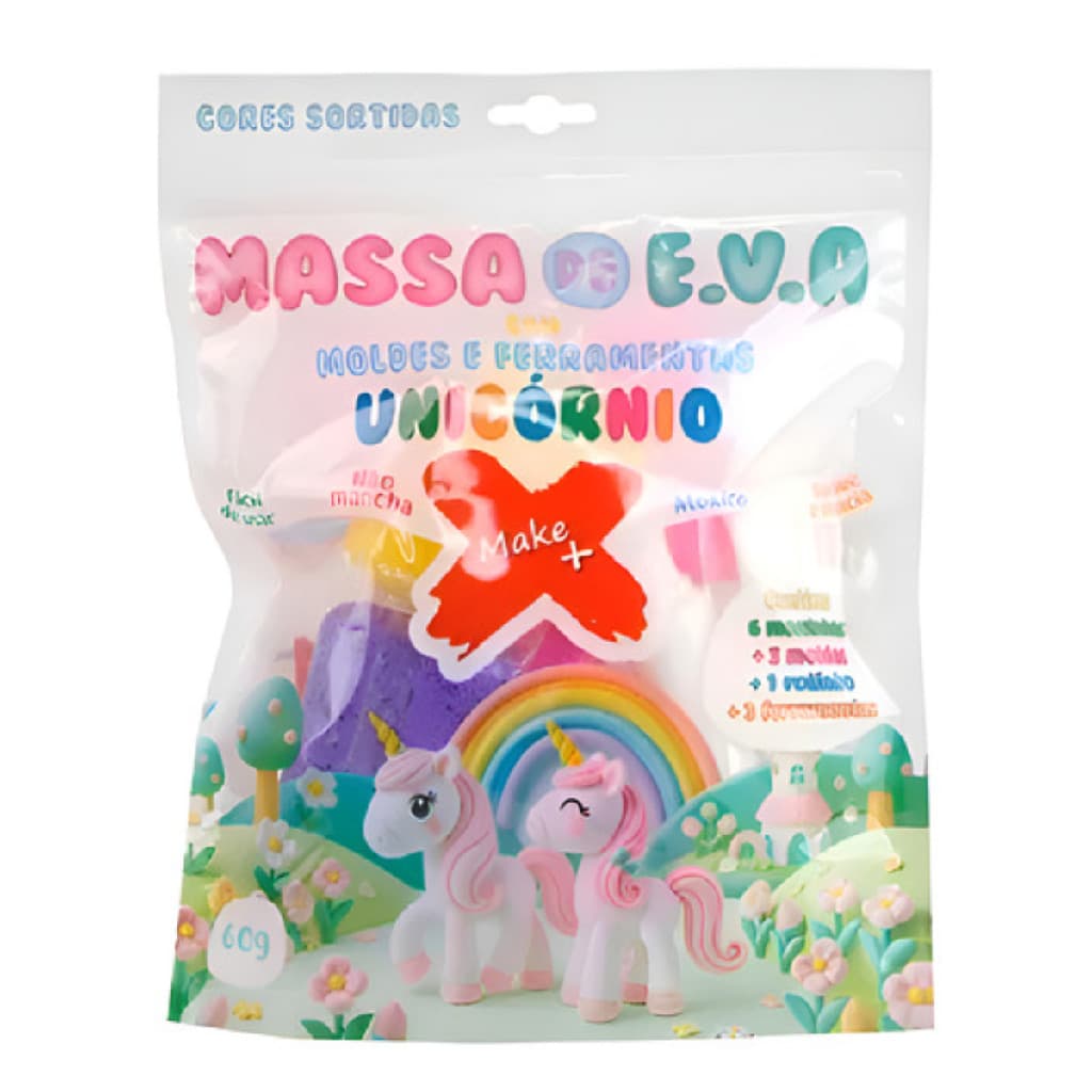 Kit Massa Eva Unicornio Com Moldes E Ferramentas 60g