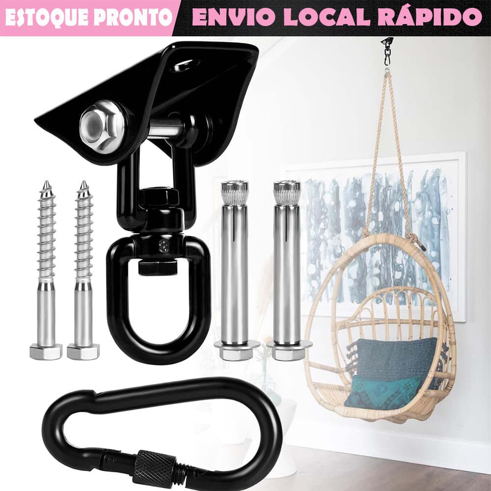 Kit de pendurar de rede ferragens para cadeira suspensa rotação de 360° kit de pendurar para cadeira de rede e gancho