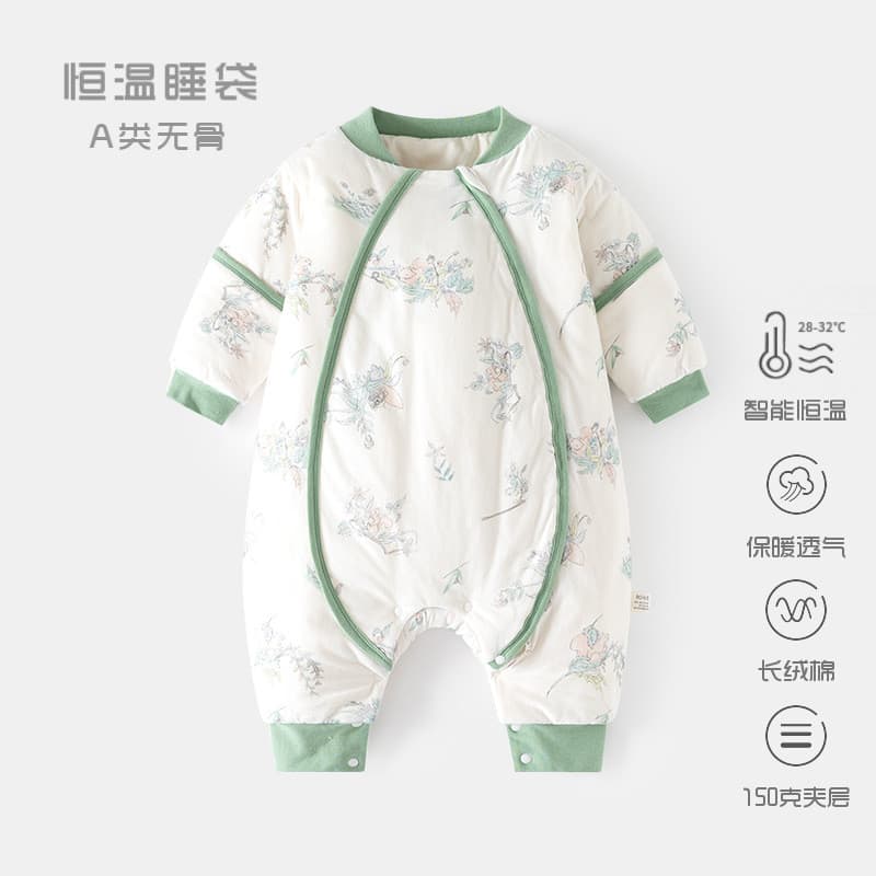Bebê a temperatura constante engrossado saco de dormir outono inverno acolchoado bebê Split-perna pijamas recém-nascido