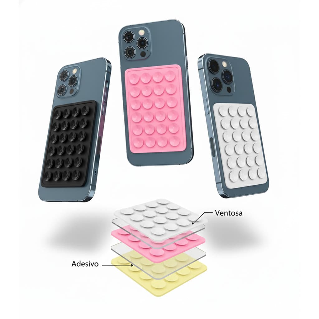 KIT 2 Suporte Silicone Reforçado Com Ventosa Para  Iphone