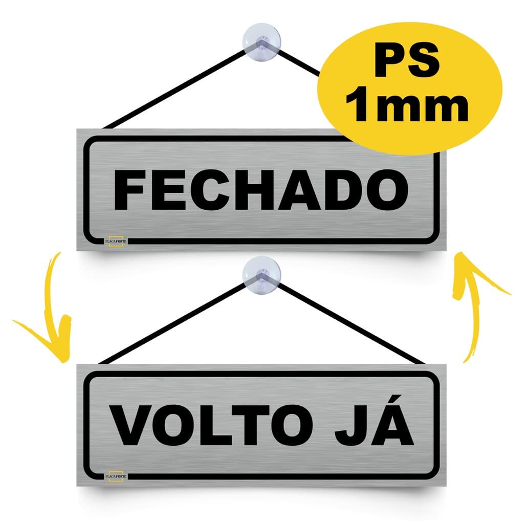 Placa Sinalização Aviso Fechado E Volto Já 30x10cm