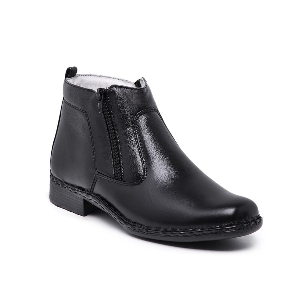 BOTA SOCIAL MASCULINA SAPATO FEITO EM COURO COM ZÍPER COSTURADA Á MÃO BICO QUADRADO FORRADA EM COURO