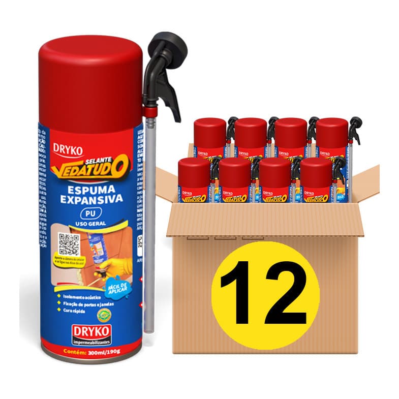 Kit 12 Espumas Expansivas 300ml Selantes Vedatudo -Dryko