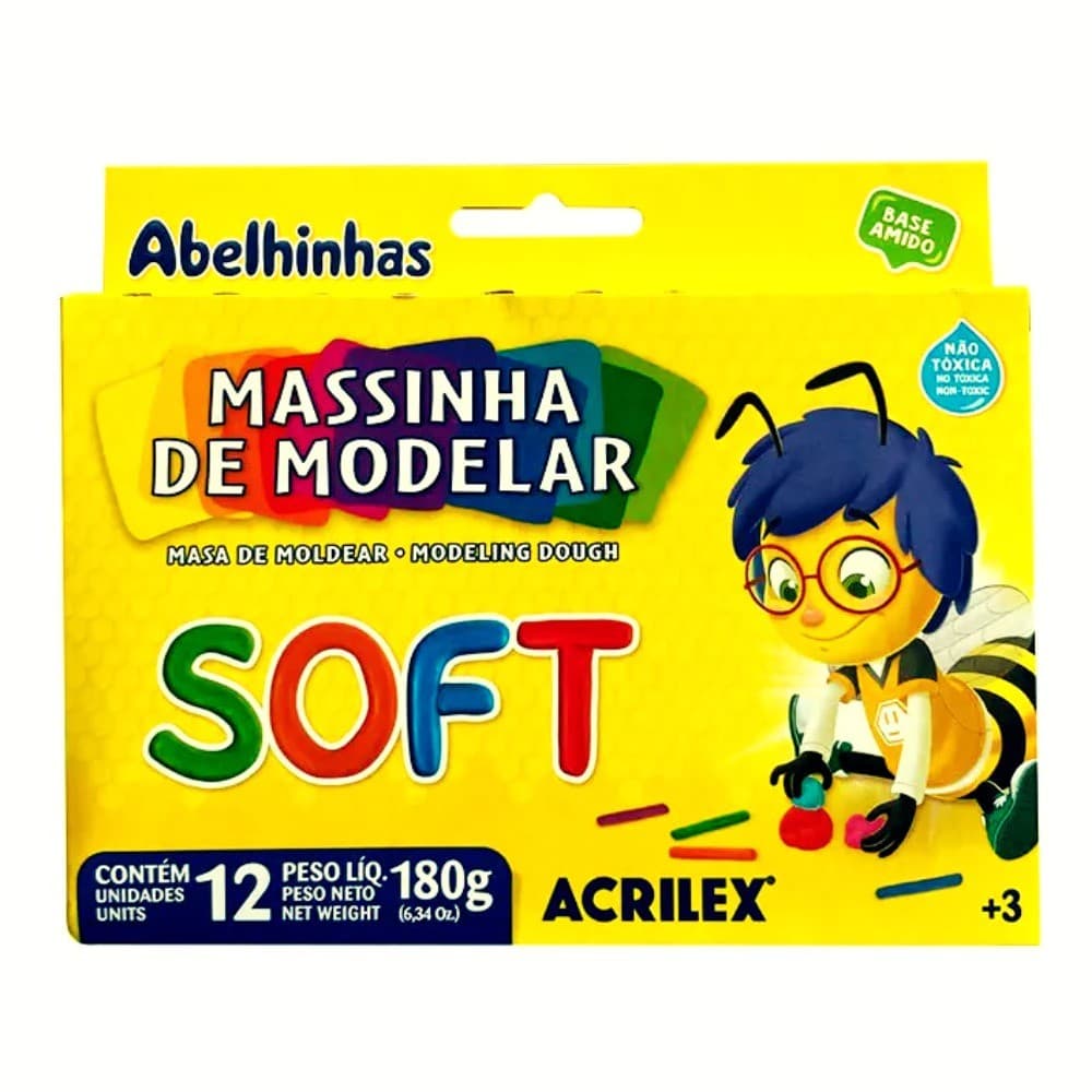MASSINHA DE MODELAR ACRILEX SOFT 12 CORES 180G