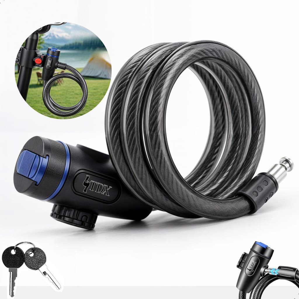 Trava Segurança Cadeado Para Bicicleta Com Suporte Chave Corrente Prender Bicicleta