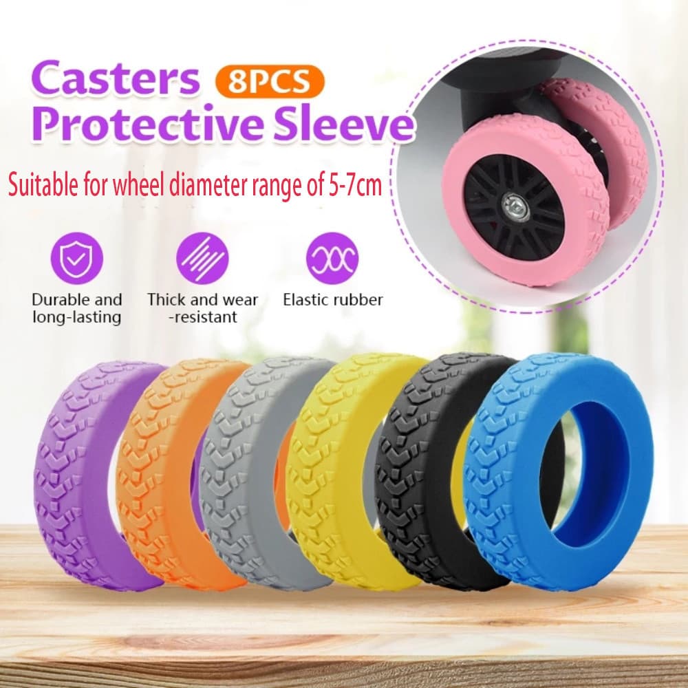 Protetor De Roda De Bagagem De Silicone , 8 Peças , Reduz O Ruído/Manga De Rodízio Para Mala , Carrinho , Acessórios De
