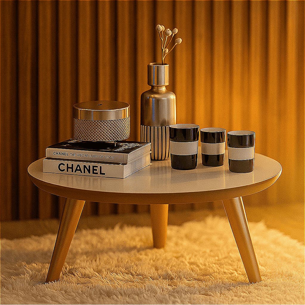 Mesinha De Centro Sala Redonda Com Pés PVC Caramelo Tripé Retro Decoração Moderna