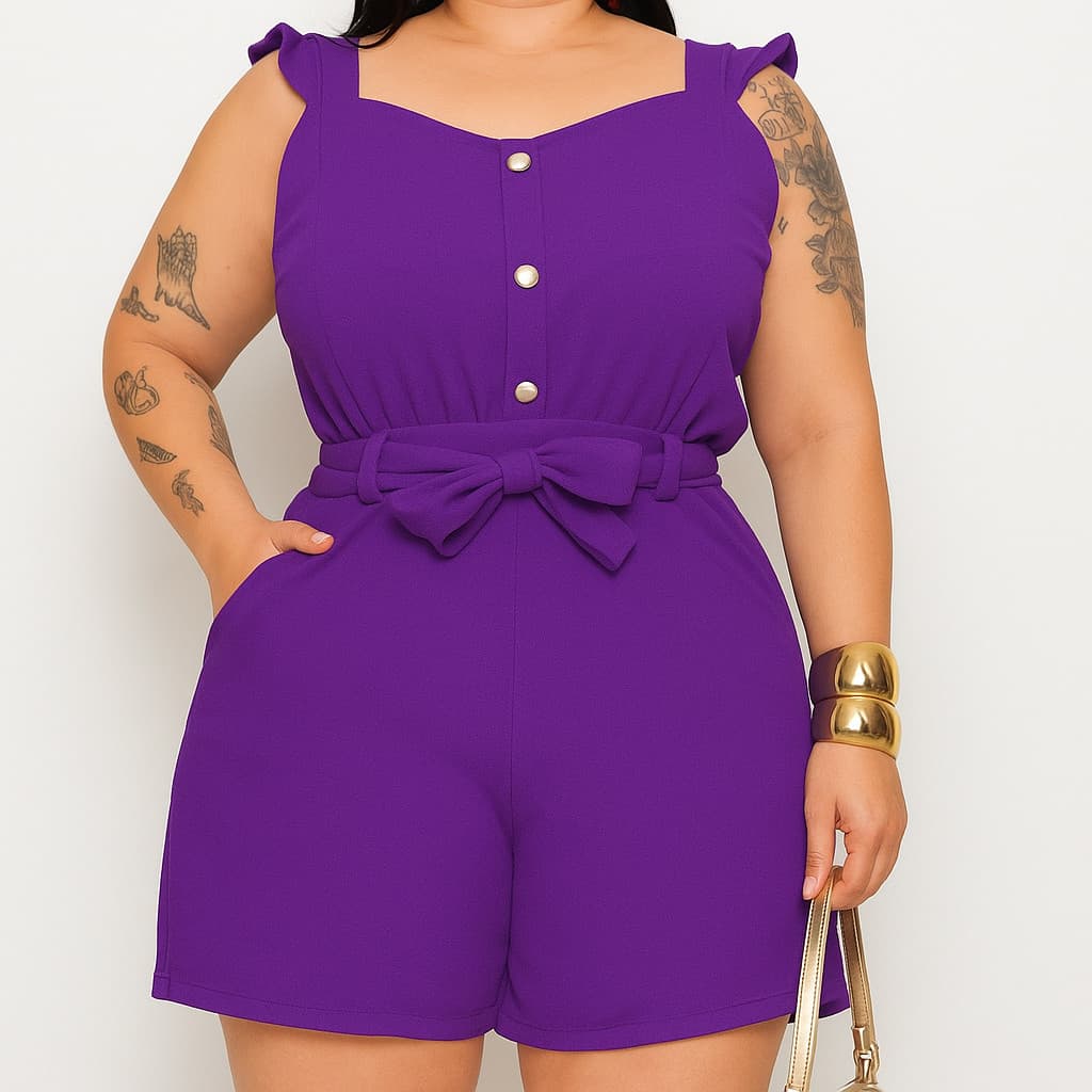 macaquinho plus size GG plus size moda baladinha moda baladinha, para festa , verão carnaval midsize, veste 44 46 e 48