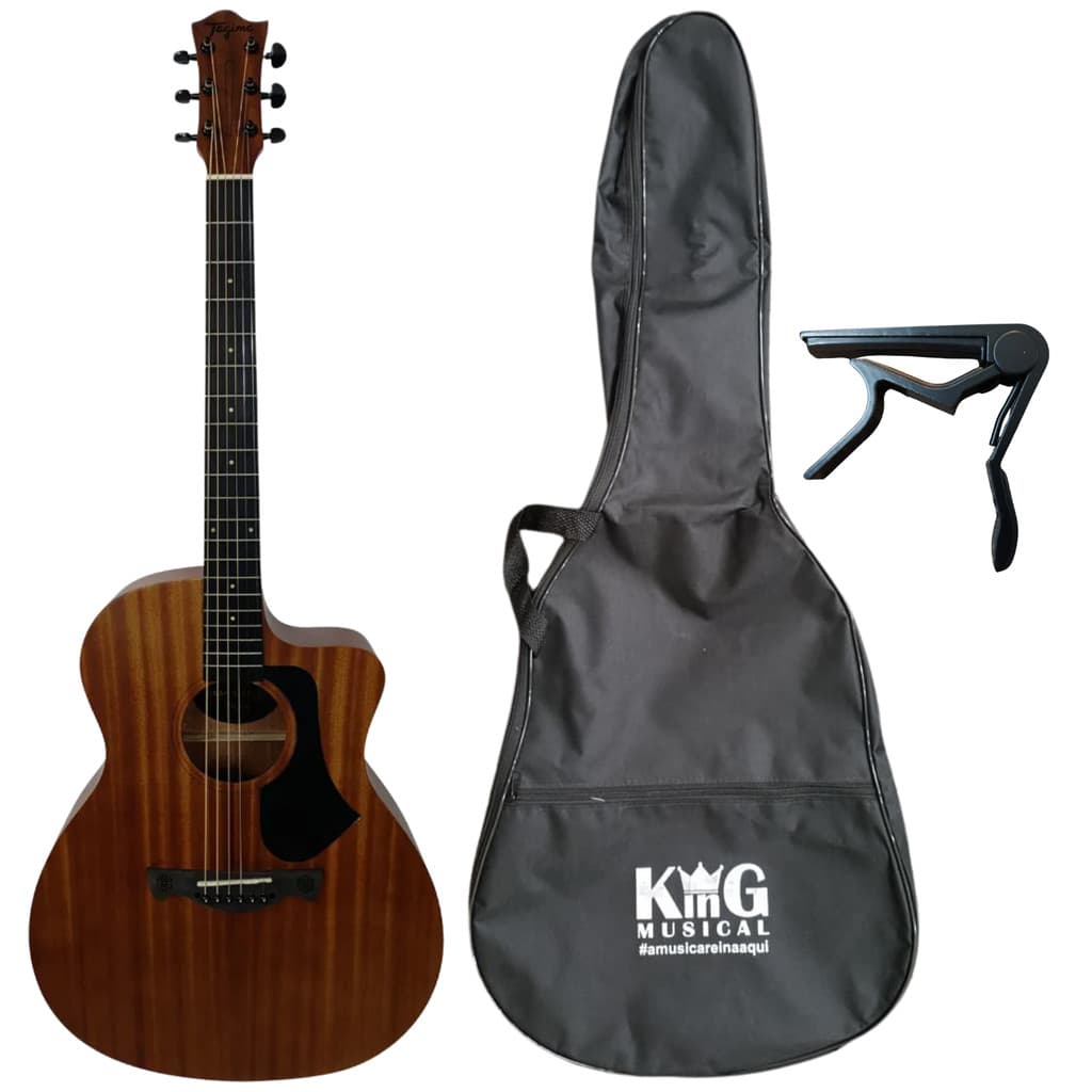 Kit Violão Aço Tagima  Dallas Gran Reserva Capa e Capotraste