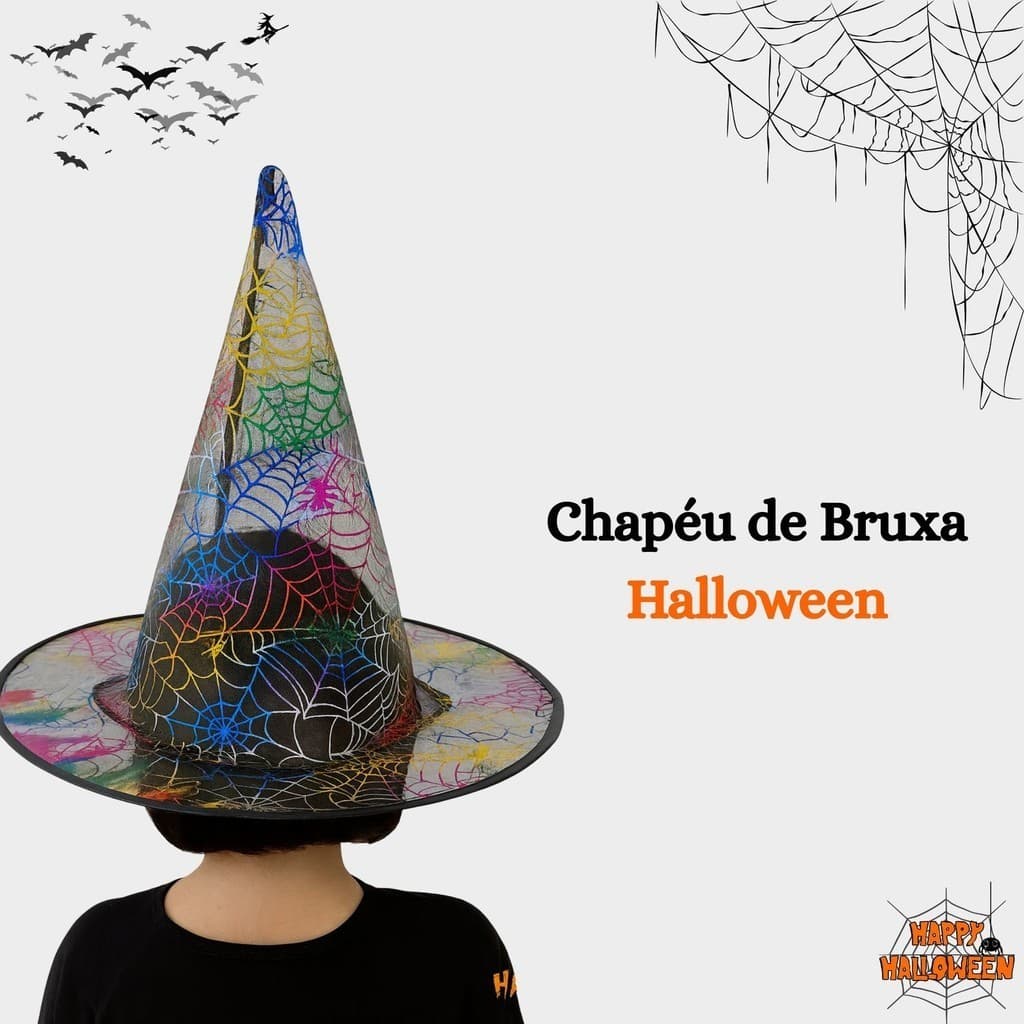 ✅️ Chapéu Infantil com Estampa de Teia – Acessório para Fantasia Colorido 🕸️🎩
