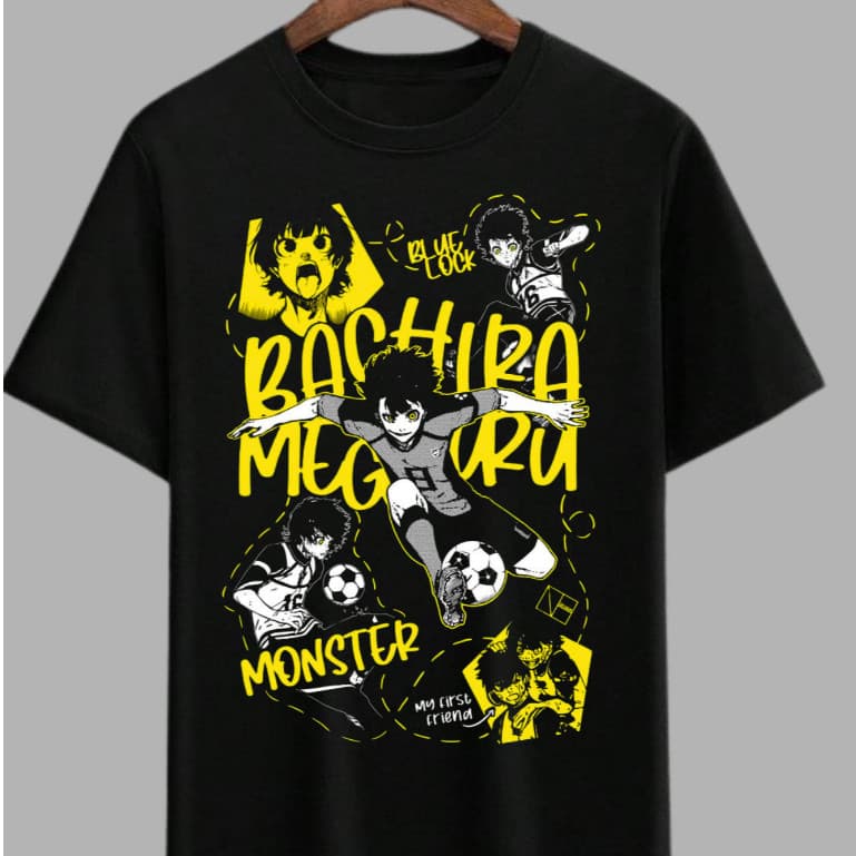 Camisetas Preta Animes Blusa Naruto Kiubi  Algodão All Might Boku no Hero Camisa Meguru Bachira Blue Lock