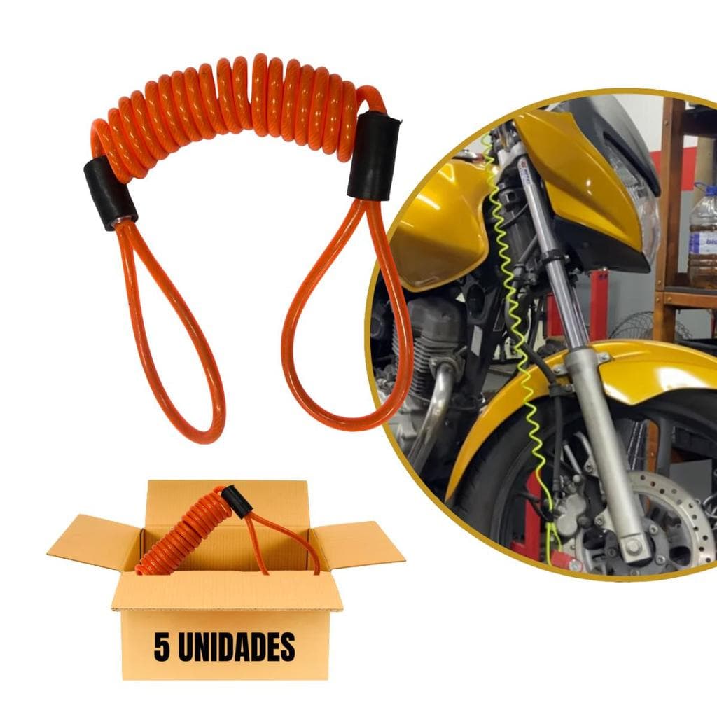 Kit 5 Cabo Lembrete Corda Aviso Trava Disco Segurança Moto