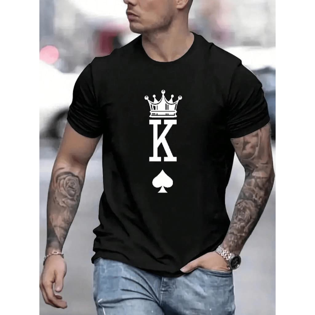 CAMISETA Masculina Manga Curta Estampada Rei De Espadas 100% algodao Verão