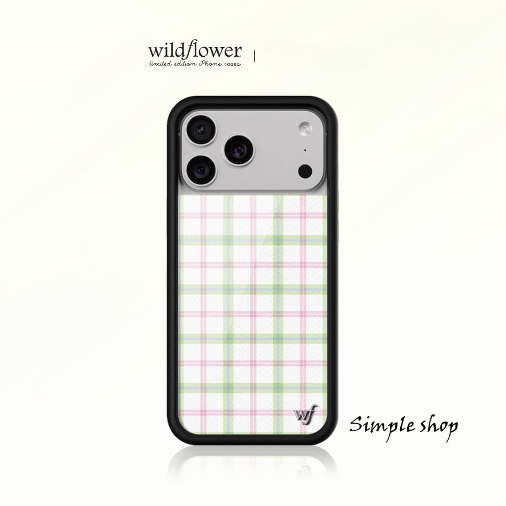 Capa De Telefone De Luxo Xadrez Verde Rosa Flores Silvestres Para IPhone17Air 17 16 15 14 13 12 ProMax Plus Soft Side Si