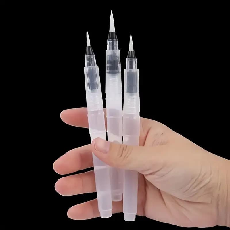 3 Pçs Escovas De Água Recarregáveis Ponta Fina Aquarela Letras Caligrafia Portátil Viagem Solúvel 12cm
