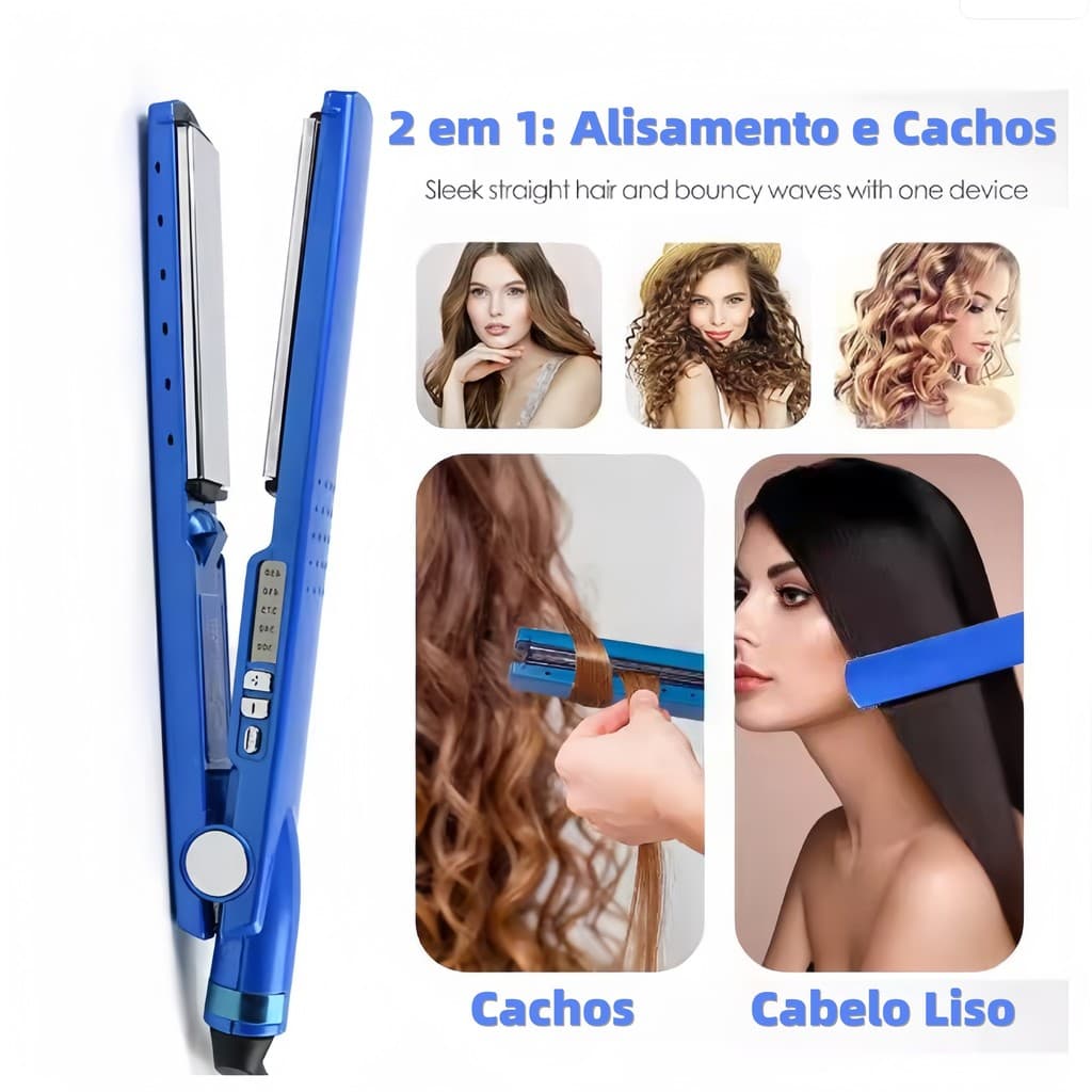 Prancha Chapinha Nano Titânio para Cabelo — Bivolt 110V/220V, Design Premium