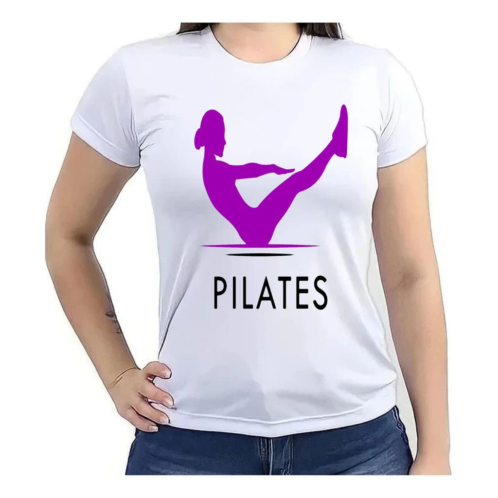 Camiseta Baby Look Feminina Pilates Academia Treino Plus Size