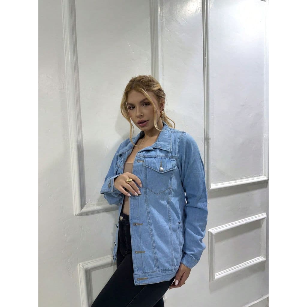 Max Jaqueta Jeans Over Bolsos Moderna Estilosa E Cheia De Atitude
