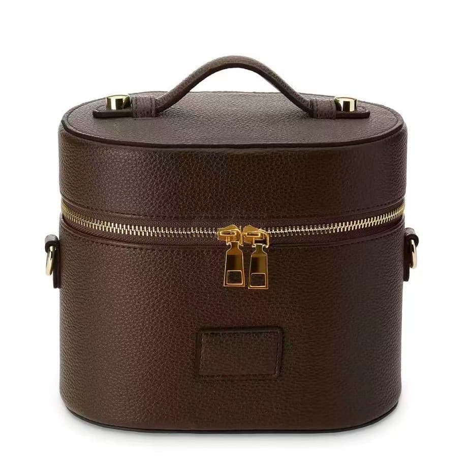 Estojo de Higiene Oval Espresso - Organizador de Bolsa de Maquiagem de Viagem com Alça de Ombro e Divisor Removível