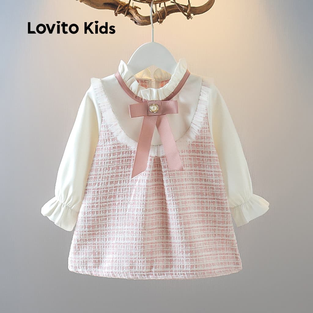 Lovito Kids Casual Vestido com Laço para Menina primavera/verão LNL123140