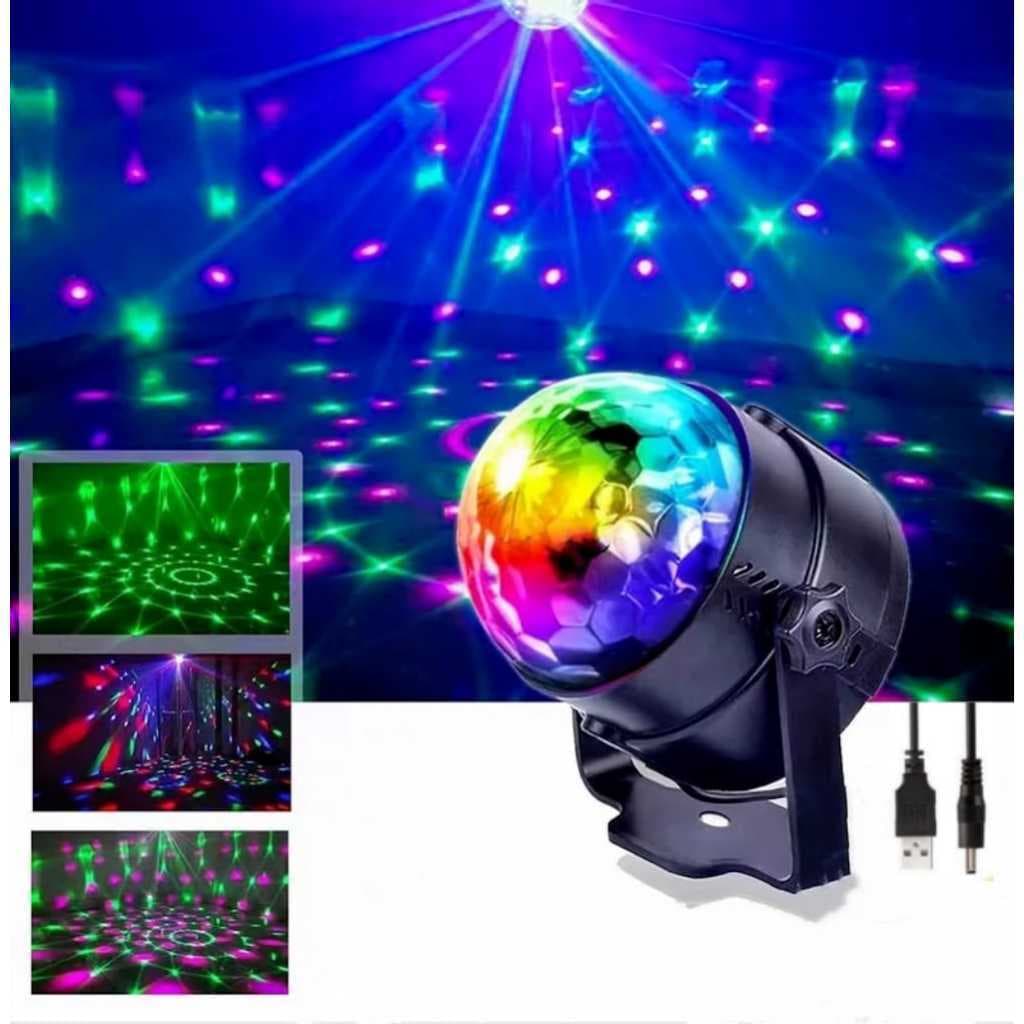 Projetor Mini Globo De Led RGB Jogo de Luz Giratorio USB Festa Karaokê Balada  Lâmpada Bola Mágica