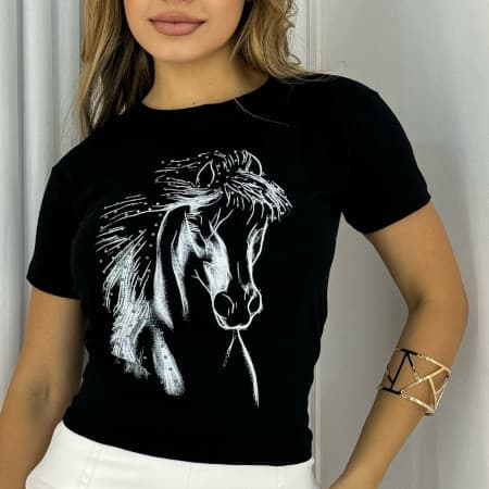 Camiseta Cowtry Camisa Rodeio Blusa Feminina  Estampa Cavalo Envio imediato