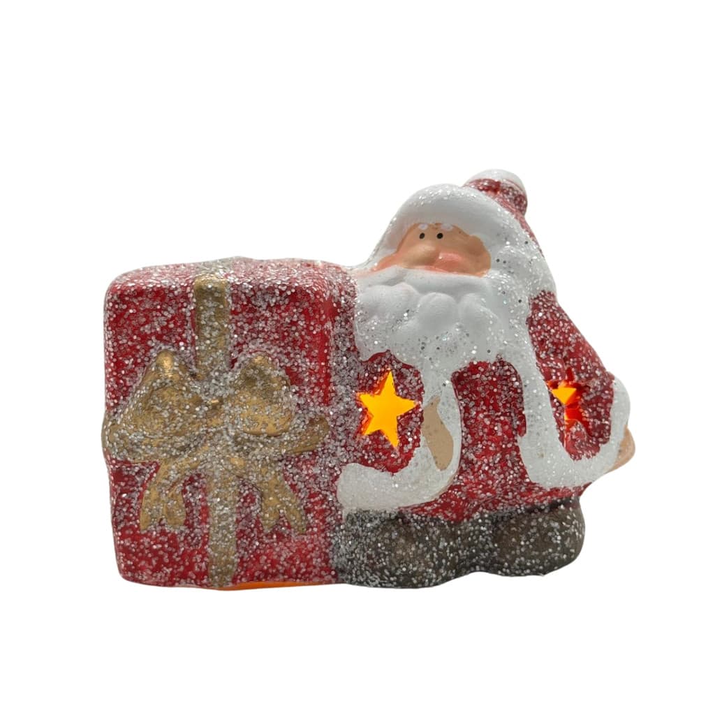 ENFEITE DE CERÂMICA COM LUZ PAPAI NOEL MODELO A